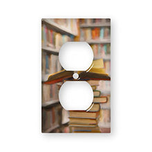 Load image into Gallery viewer, Library Books Stack - AC Outlet Decor Wall Plate Cover Metal
