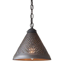 Load image into Gallery viewer, Wellington Shade Light Pendant in Kettle Black Punched Tin
