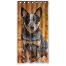 Load image into Gallery viewer, FUNNY KIDS&#39; HOME Fashion Design Waterproof Polyester Fabric Bathroom Shower Curtain Standard Size 36(w) x72(h) with Shower Rings - Cute Black Dog in Yellow Leaves Ground
