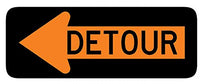 Wallmonkeys WM72472 Detour Left Arrow Sign Peel and Stick Wall Decals (30 in W x 13 in H), Medium-Large