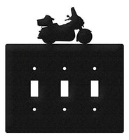 SWEN Products Motorcycle Full Dressed Wall Plate Cover (Triple Switch, Black)