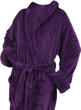 Load image into Gallery viewer, Tri Color Robes Plush Microfiber Purple Customizable Full Monogrammed Bathrobes Her Him
