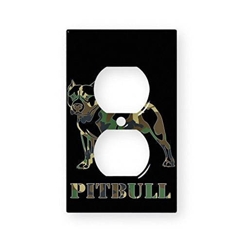 Pitbull Dog Camoflauge - Decor Double Switch Plate Cover Metal