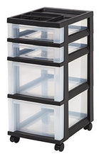 Load image into Gallery viewer, IRIS 4-Drawer Rolling Storage Cart with Organizer Top, Black
