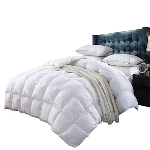 Egyptian Cotton Factory Outlet Store 1000 Thread Count Baffle Box Light Weight Goose Down Comforter, White, California King