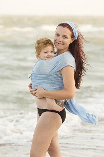 Beachfront Baby Wrap - Versatile Water & Warm Weather Baby Carrier | Made in USA with Safety Tested Fabric, CPSIA & ASTM Compliant | Lightweight, Quick Dry (Sky Blue, Petite)