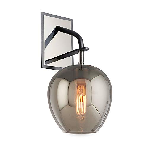 Troy Lighting B4291 Odyssey - One Light Wall Sconce, Carbide Black/Polished Nickel Finish with Plated Smoked Glass