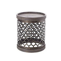 Intelligent Design Cirque Accent Metal Side Table Drum Design, Modern Mid-Century Rustic Style Living Room Furniture, 16.13