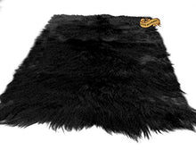 Load image into Gallery viewer, Shaggy Mongolian Sheepskin Faux Fur Throw Blanket Luxury Faux Fur Black Shag Minky Cuddle Fur Lining 48&quot;x60&quot;
