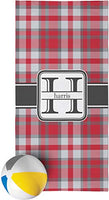 RNK Shops Red & Gray Plaid Beach Towel (Personalized)