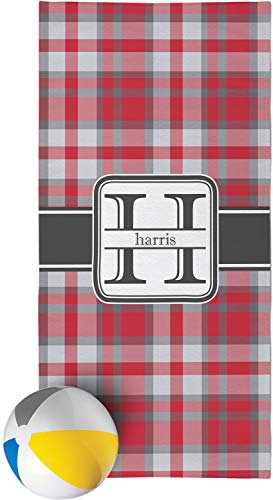 RNK Shops Red & Gray Plaid Beach Towel (Personalized)