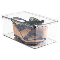 mDesign Closet Stackable Plastic Storage Box with Lid - Container for Organizing Mens and Womens Shoes, Booties, Pumps, Sandals, Wedges, Flats, Heels and Accessories - 5