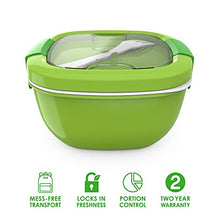 Load image into Gallery viewer, Bentgo Salad - Stackable Lunch Container with Large 54-oz Salad Bowl, 4-Compartment Bento-Style Tray for Toppings, 3-oz Sauce Container for Dressings, Built-In Reusable Fork &amp; BPA-Free (Green)
