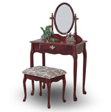 Load image into Gallery viewer, H-M SHOP Cherry Wood Queen Anne Vanity with Table &amp; Bench Set
