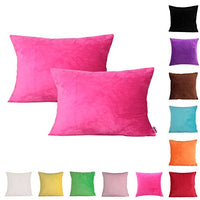 Queenie - 2 Pcs Solid Color Chenille Decorative Pillowcase Cushion Cover for Sofa Throw Pillow Case Available in 11 Colors & 6 Sizes (14 x 20 inch (35 x 50 cm), Hot Pink)