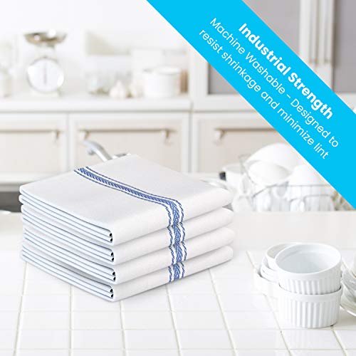 Zeppoli Classic White Kitchen Towels, 15-Pack 100% Natural Cotton Dish