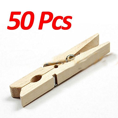 50 Pcs Wood Clothespins Wooden Laundry Clothes Pins Large Spring Regular Size