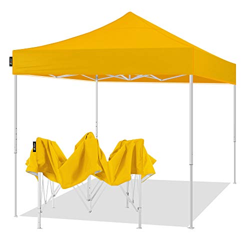 American Phoenix Pop Up Canopy Tent 10x10 Portable Instant Commercial Outdoor Beach Heavy Duty Market Shelter (10x10FT (White Frame), Yellow)