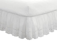Fresh Ideas Bedding Eyelet Ruffled Bedskirt Classic 14â? Drop Length Gathered Styling, Queen, White