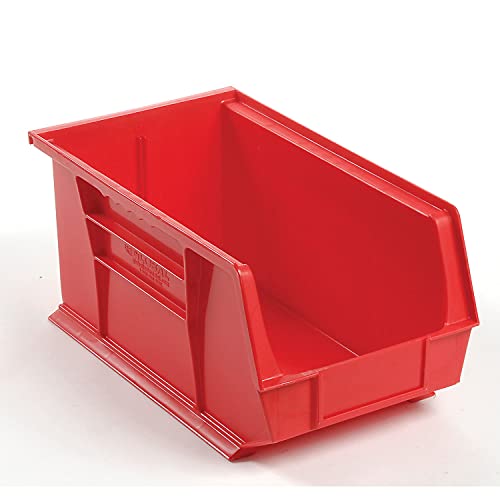 Plastic Storage Bin - Small Parts 8-1/4 x 14-3/4 x 7, Red - Lot of 12