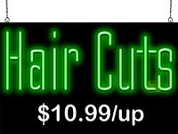 Hair Cuts Neon Sign with Price Plate