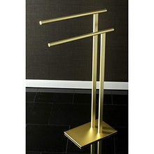 Load image into Gallery viewer, Kingston Brass SCC6037 Freestanding Double Towel-Rack, Brushed Brass
