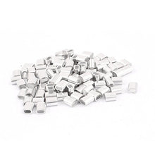 Load image into Gallery viewer, uxcell 2mm 5/64&quot; Steel Wire Rope Aluminum Ferrules Sleeves Silver Tone 100Pcs

