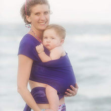 Load image into Gallery viewer, Beachfront Baby Wrap - Versatile Water &amp; Warm Weather Baby Carrier | Made in USA with Safety Tested Fabric, CPSIA &amp; ASTM Compliant | Lightweight, Quick Dry (Paradise Plum, X-Long)
