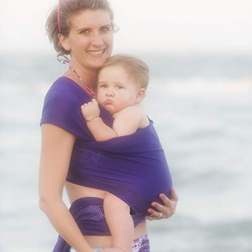 Beachfront Baby Wrap - Versatile Water & Warm Weather Baby Carrier | Made in USA with Safety Tested Fabric, CPSIA & ASTM Compliant | Lightweight, Quick Dry (Paradise Plum, X-Long)