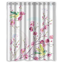 Load image into Gallery viewer, Fashion Design Waterproof Polyester Fabric Bathroom Shower Curtain Standard Size 60(w)x72(h) with Shower Rings - Beautiful Birds and Flowers
