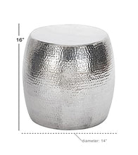 Load image into Gallery viewer, Deco 79 Aluminum Round Accent Table with Hammered Design, 14&quot; x 14&quot; x 16&quot;, Silver
