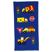 Lillian Vernon Personalized Beach and Bath Towel for Boys - Trucks Design, Extra-Large, 100% Cotton, Custom Embroidered, 30 inch x 60 inch