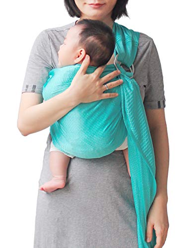 Vlokup Baby Water Ring Sling Carrier | Mesh Baby Wrap for Newborn Girl, Boy, Infant, Toddlers and Kid | Lightweight Breathable, Perfect for Summer, Swimming, Pool, Beach | Great for Dad, Bluish-Green