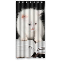 Fashion Design Waterproof Polyester Fabric Bathroom Shower Curtain Standard Size 36(w)x72(h) with Shower Rings cute pets theme- Cat Reading