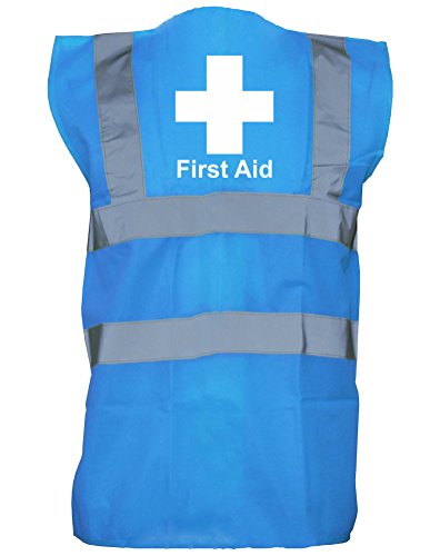 First Aid Cross, Printed Hi-Vis Vest Waistcoat - Royal Blue/White 2XL