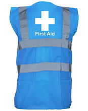 Load image into Gallery viewer, First Aid Cross, Printed Hi-Vis Vest Waistcoat - Royal Blue/White 3XL
