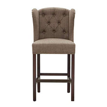 Load image into Gallery viewer, Madison Park Jodi Bar Stools-Hardwood, Birch, Faux Linen Kitchen Chair Modern Classic Style Button Tufted Counter Seating Pub Furniture For Home, See below, Taupe

