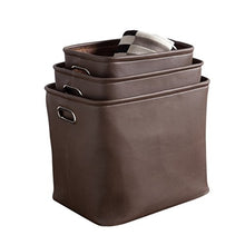 Load image into Gallery viewer, Torre &amp; Tagus 902123C Avenue Polyurethane Leather Storage Totes Large Set of 3, Chocolate
