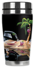Load image into Gallery viewer, Mugzie Michael Godard Lost in Paradise Travel Mug with Insulated Wetsuit Cover, 16 oz, Black
