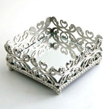 Load image into Gallery viewer, Liards Nickel 5&quot; x 5&quot; Tissue Box Holder with Mirrored Base. Vanity Tray.
