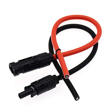 Load image into Gallery viewer, 1 Pair Black + Red 10AWG(6mm) Solar Panel Extension Cable Wire Connector Solar Adaptor Cable with Female and Male Connectors (1 FT)

