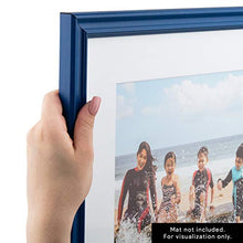 Load image into Gallery viewer, ArtToFrames 8.5x11 Inch Blue Picture Frame, This 1&quot; Custom Wood Poster Frame is Blue Stain on Red Leaf Maple, for Your Art or Photos - Comes with Regular Glass, WOM0066-60823-YBLU-8.5x11
