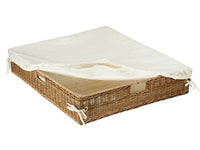 Kouboo Wicker Handwoven Under Bed Basket, Liner & Cover, 30 x 25 x 5.5 inch, Natural