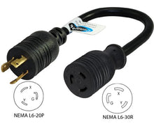 Load image into Gallery viewer, Conntek PL620L630 L6-20P Male Plug to L6-30R Female Connector Locking Adapter Cord
