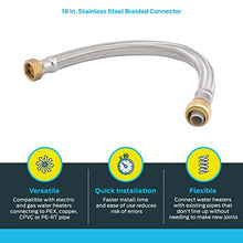Load image into Gallery viewer, SharkBite 3/4 Inch x 3/4 Inch FIP x 18 Inch Stainless Steel Braided Flexible Water Heater Connector, Push To Connect Brass Plumbing Fitting, PEX Pipe, Copper, CPVC, PE-RT, HDPE, U3088FLEX18LF
