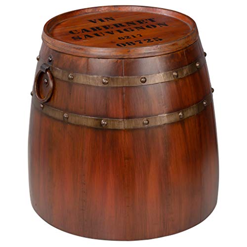 Design Toscano French Vineyard Decor Wine Barrel Side Table, 19 Inch, Full Color