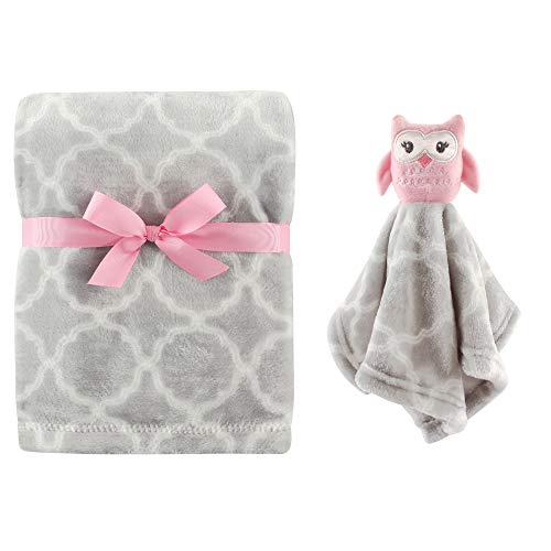 Hudson Baby Unisex Baby Plush Blanket with Security Blanket, Gray Owl, One Size