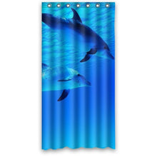 Load image into Gallery viewer, FUNNY KIDS&#39; HOME Fashion Design Waterproof Polyester Fabric Bathroom Shower Curtain Standard Size 36(w) x72(h) with Shower Rings - Dolphins in The Underwater World Blue Color
