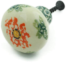 Load image into Gallery viewer, Polish Pottery 1-inch Drawer Pull Knob Made by Ceramika Artystyczna (Sponge Garland Theme) + Certificate of Authenticity

