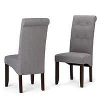Simpli Home Cosmopolitan Contemporary Deluxe Tufted Parson Chair (Set Of 2) In Dove Grey Linen Look